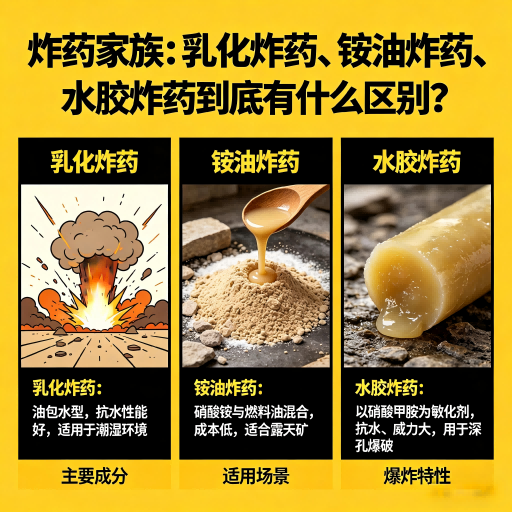 莫力达瓦炸药家族：乳化炸药、铵油炸药、水胶炸药到底有什么区别？